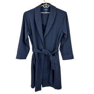 Stafford Navy Blue Herringbone Knee-length Robe Men's M-L cotton blend